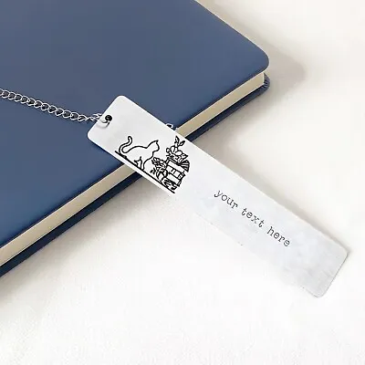 Personalised Cat Bookmark Hand Stamped Metal Bookmark Engraved Book Lover Gift • £3.99