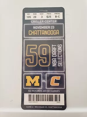 2018-2019 Michigan Wolverines Vs Chattanooga Basketball Plastic Ticket • $9.99