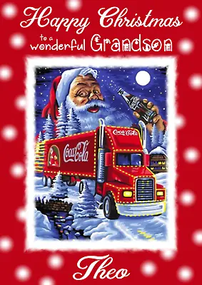 Coca-Cola Santa Lorry Truck Christmas Card - A5 Size  - ANY Name / Relation • £2.95