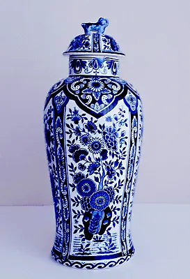 Antique DELFT BLUE & WHITE GINGER JAR - LIDDED VASE 13 INCHES - PETRUS REGOUT • $139
