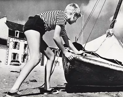 1960s Vintage French Boy Pushing Sailboat Nautical Photo Gravure By Jos Le Doare • $137.12