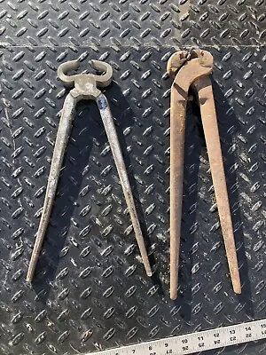 Vintage Heller Bros 14   Blacksmith Nippers Farrier Tool USA Lot Of 2 Nippers • $30