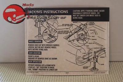 1966 66 Chevrolet Chevy Impala Jack Instructions Decal • $19.81