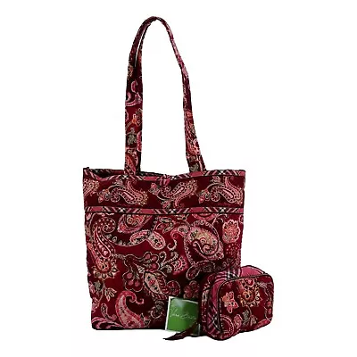 Vera Bradly Quilted Paisley Picadilly Plum Tote With Small Organizer Case • $59.99