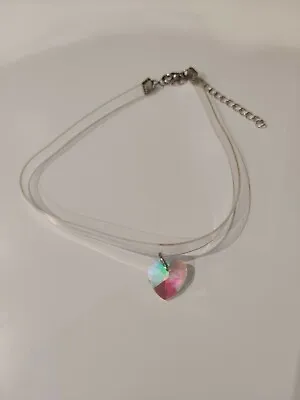 £0.99 • Buy Heart Charms Clear Choker Necklace