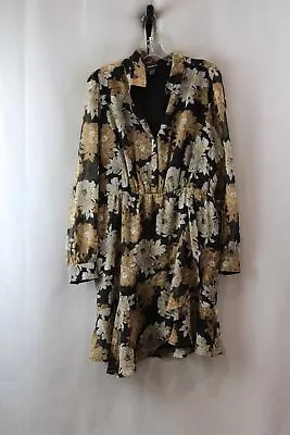 Express Women's Black/Brown Floral Shirt Dress Sz L • $9.99