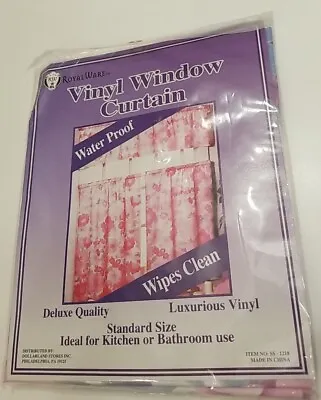 Vintage Vinyl Window Curtain MAUVE PINK BLUE FLORAL 80'S Bathroom NOS • $17.88