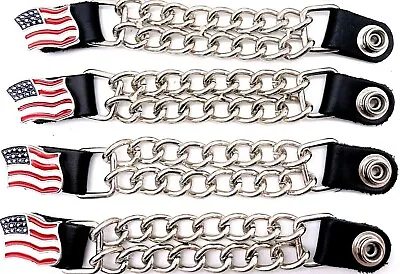 4 American Flag Double Chain Motorcycle Biker Military Vest Extender Made In Usa • $23.99