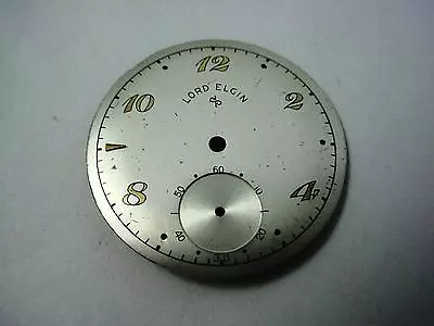 Vintage Watch Dial Silver Lord Elgin 26.23mm Gold Numeral Markers Subdial 6.5mm • $39