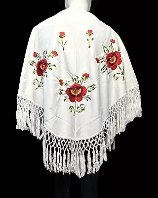 Piano Scarf Shawl Folk Art  Hand Embroidered Traditional  Floral Design • $17.95