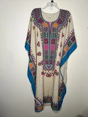 Gypsie Blu Kaftan Maxi Dress One Size Tribal Print EC • $19.50