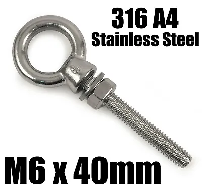 £3.89 • Buy A4 316 Marine Grade Stainless Steel Lifting Eye Bolt Longshank Nut M6 M8 M10 M12