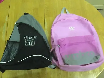 2 X Shoulder Bags: 1 Black By DI & 1 Pink Backpack Rucksack By Umbro -New Unused • £14