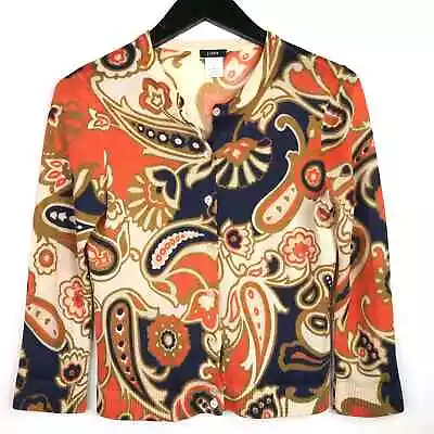 J. Crew Merino Wool Sweater San Remo Print Cardigan Paisley Small  • $30