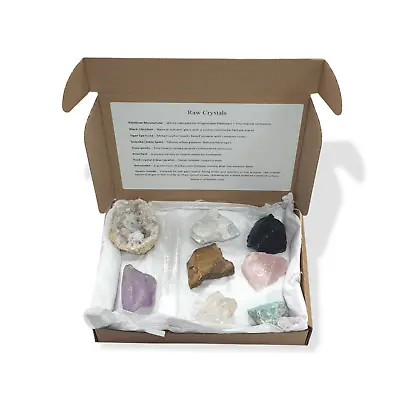 £15.99 • Buy Natural Raw Crystals Gift Set - Quartz, Amethyst, Selenite, Geode, Information