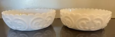 Vintage Imperial Atterbury Scroll Milk Glass Candle Holders Set Of 2 EUC • $22