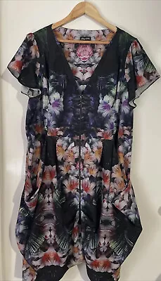 City Chic Plus Size XL Women's Dress Mirror Floral Stretch Zip Front Tunic • $37.95