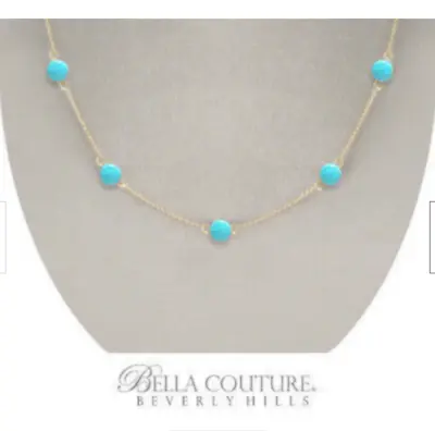 New Couture Rare 14k Gold Turquoise Diamond Antique Rosecut Pendant Necklace • $79.99