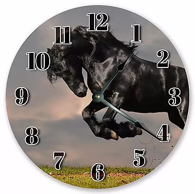 10.5  SHINY BLACK MUSTANG CLOCK - Large 10.5  Wall Clock - Home Décor - 3132 • $35.99