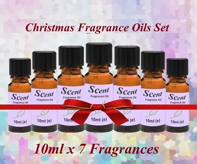 £6.99 • Buy CHRISTMAS FRAGRANCE OILS SET - 10ml X 7 For Candles, Diffusers, Oil Burners Etc.