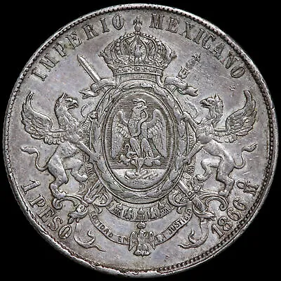 Mexico. Maximilian I 1863-1867. 1 Peso 1866. Mo. • £400