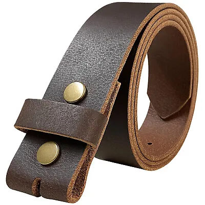 Big And Tall One Piece Full Grain Leather Belt Strap With Snaps Up To Size 60  • $19.95