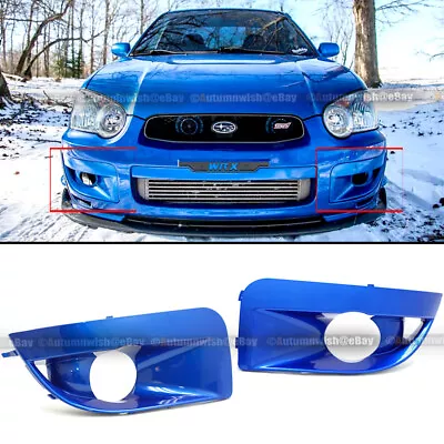 Fit 04 05 Impreza WRX Pair Blue Painted Fog Light Lamp Bezel Bumper Cover Cap • $34.99