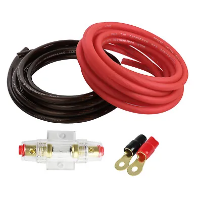 Dual Battery Install Kit 60A AGU Fuse Holder Inline Block 4 Gauge Black Red Wire • $15.19