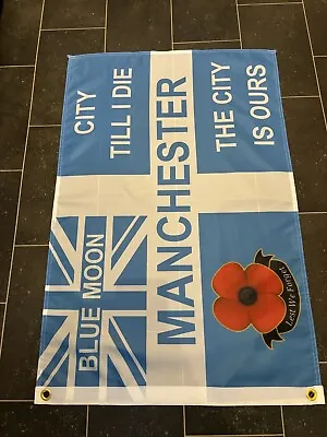 Manchester City Flag 3FT X 2FT Man City Flag MCFC The Treble MCFC Flag 3x2 • £10.99