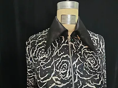 Womens Medium Black And White Western Show Shirt Rail Shirt • $49.99