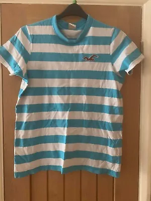 £5 • Buy Mens Boys M Blue Stripe  Shirt Tshirt Hollister