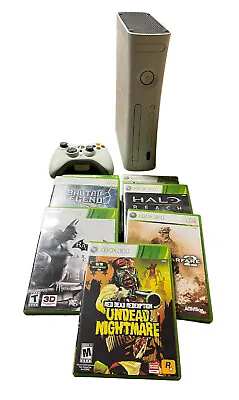 Microsoft Xbox 360 White Console System Bundle 250GB HDD 7 Games No Cords Incl • $74.99