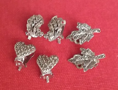 3 Pairs Of Vintage Clip-on Marcasite Earrings • £6.50