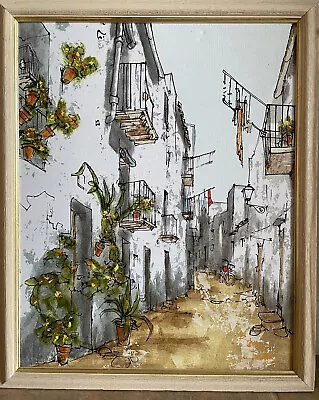 Bernard Dufour Signed Framed Oil Painting Mediterranean Scene MCM Mid-century • $249.99