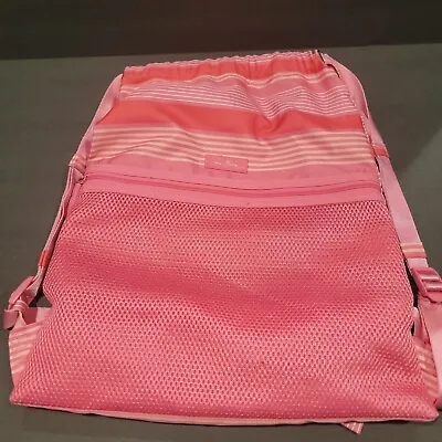 Vera Bradley Pink Stripe ~ Drawstring Backsack ~ Lightweight Backpack • $15