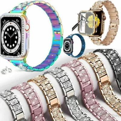 $18.99 • Buy Crystal Bling Band Case IWatch Strap For Apple Watch Series 8 7 SE 6 5 3 44 45mm