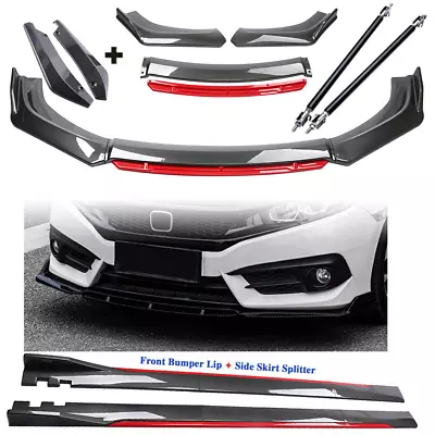 For Volkswagen Jetta Carbon Fiber Front Bumper Lip Spoiler + Side Skirt K+ • $199.99