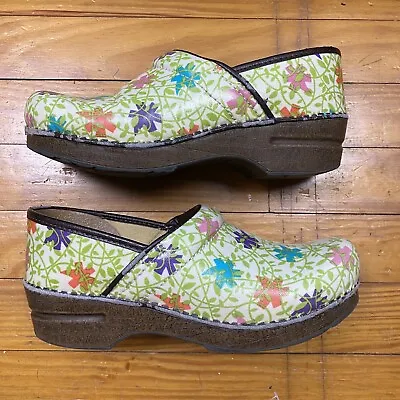 Dansko Vegan Clogs 38 Pro Vine Coated Floral Slip On Comfort Shoes Womens • $24