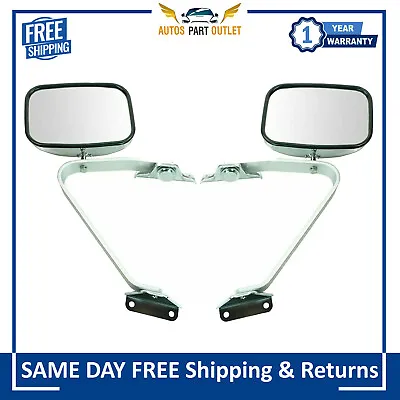 New Side View Manual Mirrors Chrome Set For 1980-1997 Ford Bronco Ranger • $74.90