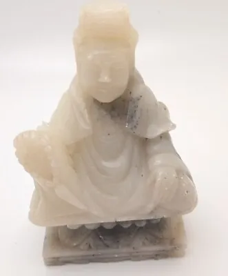 19C Chinese White Jade Carving Quan Kwan Yin Buddha 3.5  • $65