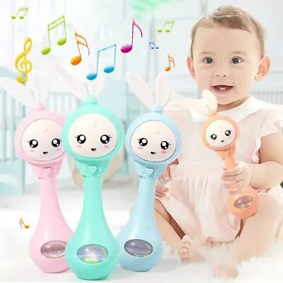 Baby Music Flashing Rattle Toys Rabbit Teether Hand Bells • £8.50