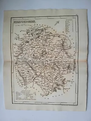 Vintage Antique Map 1850 Herefordshire • £13