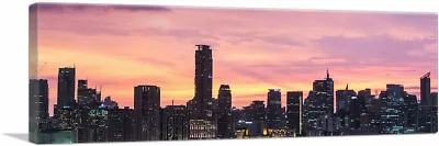 ARTCANVAS Manila Philippines Skyline Pink Sunset Panoramic Canvas Art Print • $184.44