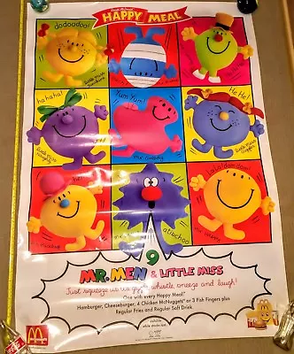 Mr MEN  McDonalds Large Shop Display Poster HAPPY MEAL McDonald 1990s Roger 1971 • £149.95