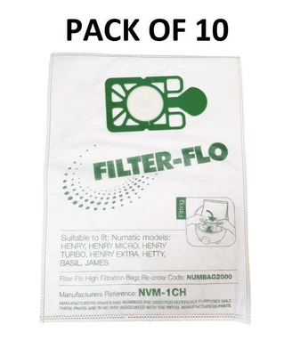 £6.99 • Buy 10 X Bags For Numatic GEORGE HOUND GVE370 HHR200-2 Vacuum Cloth Bags HEPAFLO
