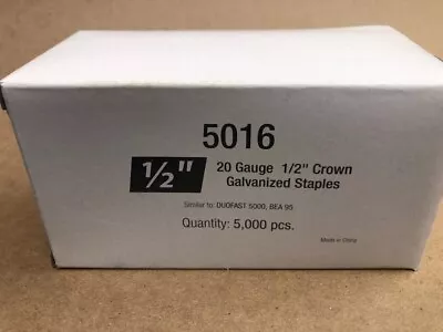 20 Gauge Galvanized 1/2” Crown X 1/2  Staples - 5000 Pcs - DuoFast 5016C Style • $24.95