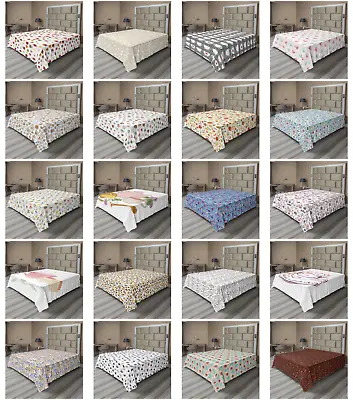 Ambesonne Tea Party Flat Sheet Top Sheet Decorative Bedding 6 Sizes • $29.99