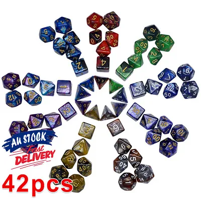 $19.90 • Buy 42pcs Polyhedral Dice Playing For Dungeons And Dragons Game DND RPG Sets D4-D20