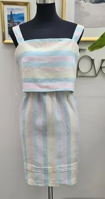 £19.99 • Buy OLIVER BONAS  Pure Linen Rainbow Multi Sun & Summer Dress Sizes 6 To 18