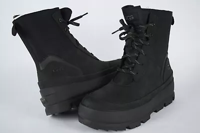 NIB! Womens The Ugg Lug Black Sneaker Boots 1143833 Sz 9 Waterproof Logo Lace Up • £80.73